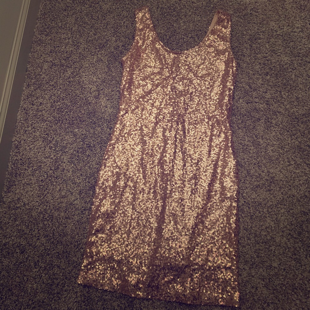 Rose Gold Sequin Midi Dress